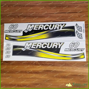 Mercury Elpto 60HP Outboard Motor Engine Boat Decals Stickers Set Vinyl High Quality Set