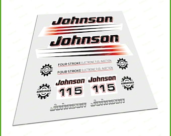 JOHNSON Bombardier Outboard Motor Engine 115HP Replacement Die Cut Stickers Decals OEM Style Waterproof Vinyl Graphics Set High Quality