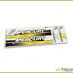 Mercury 15HP Outboard Motor Engine Replacement Cut Stickers Decals OEM Style Waterproof Vinyl Graphics Set High Quality