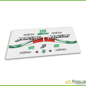 Mercury Optimax Salt Water Italy Flag Patriotic 125 150 175 200 225 250 300 HP Outboard Decals Stickers Set