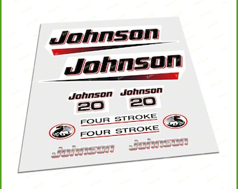 JOHNSON FourStroke Boat Motor Engine 20HP Stickers Decals Cut Waterproof Vinyl Graphics Set