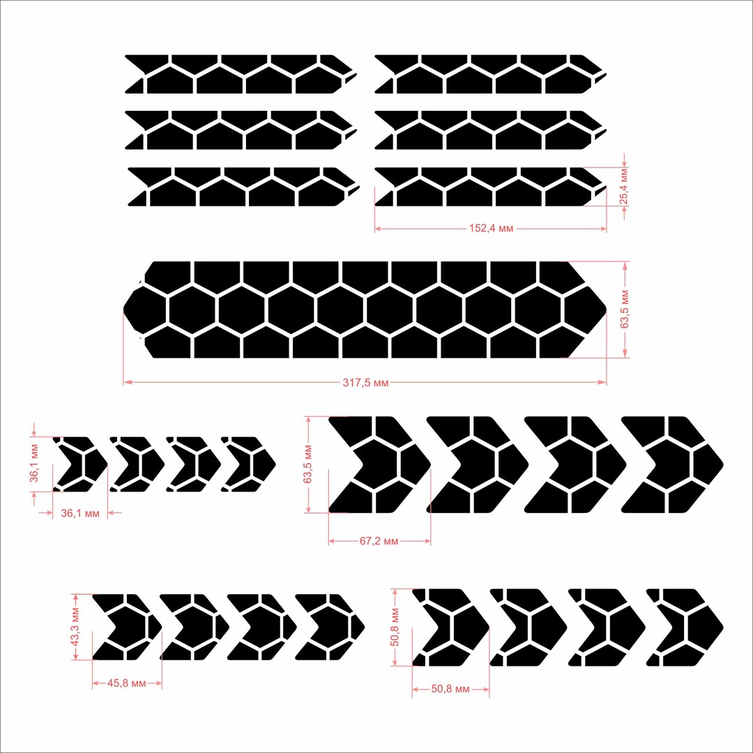 Pattern Vynil Sticker Honeycomb Tire Decals | Hex Pattern Vinyl Stickers | Motorcycle & Bike ...