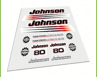 JOHNSON Bombardier Outboard Motor Engine 80HP Replacement Die Cut Stickers Decals OEM Style Waterproof Vinyl Graphics Set High Quality