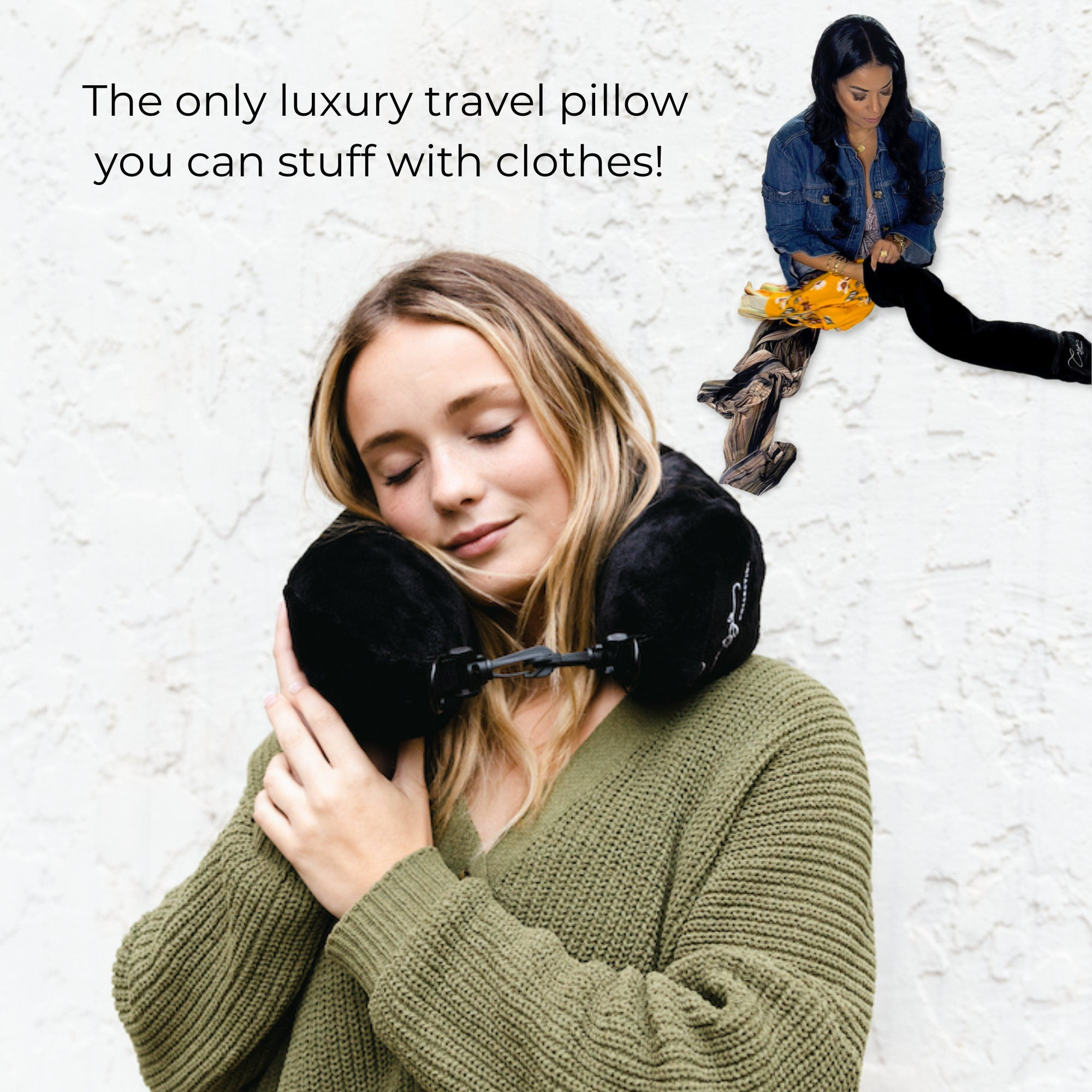 Almohada de viaje para el cuello que puedes rellenar con ropa Material de  felpa de lujo Correa para transportar Solo la almohada donde empacas la ropa  Envío rápido -  España