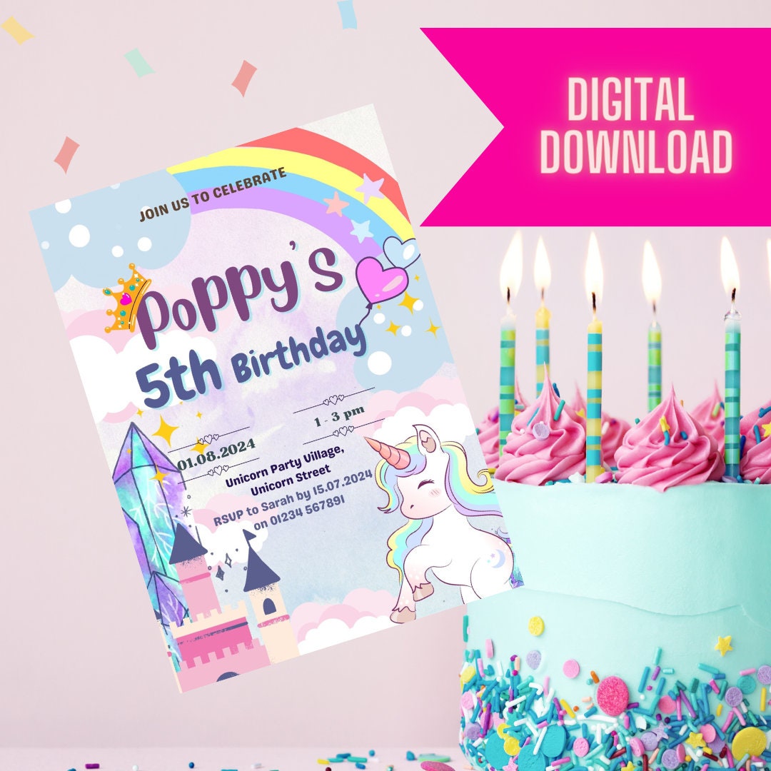 Unicorn Party Invitation Unicorn Party Invite Unicorn Party Invitation