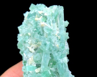 Natural Blue Green Color Tourmaline Bunch with Pink Lepidolite, Mineral Specimen, Raw Mineral, Tourmaline Specimen - 67 gram