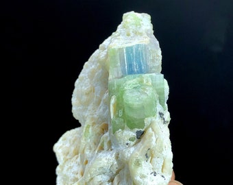 Natural Bicolor Tourmaline Crystals With Albite, Mineral Specimen, Raw Tourmaline, Tourmaline Stone, Tourmaline For Sale - 67 gram