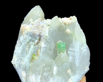 Lush Green Tourmaline with Quartz and Lepidolite Specimen, Natural Tourmaline, Quartz Crystals, Tourmaline Specimen From Afghanistan, 613 g