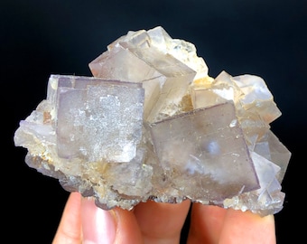 Natural Purple Color Cubic Fluorite Crystals, Phantom Fluorite, Fluorite Specimen, Raw Mineral, Mineral Specimen - 120 gram