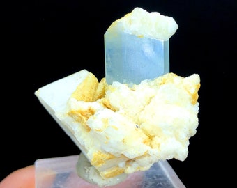 Natural Blue Color Aquamarine with Feldspar, Aquamarine Crystal, Aquamarine Specimen, Raw Aquamarine Mineral, Aquamarine for Sale, 72.10 cts