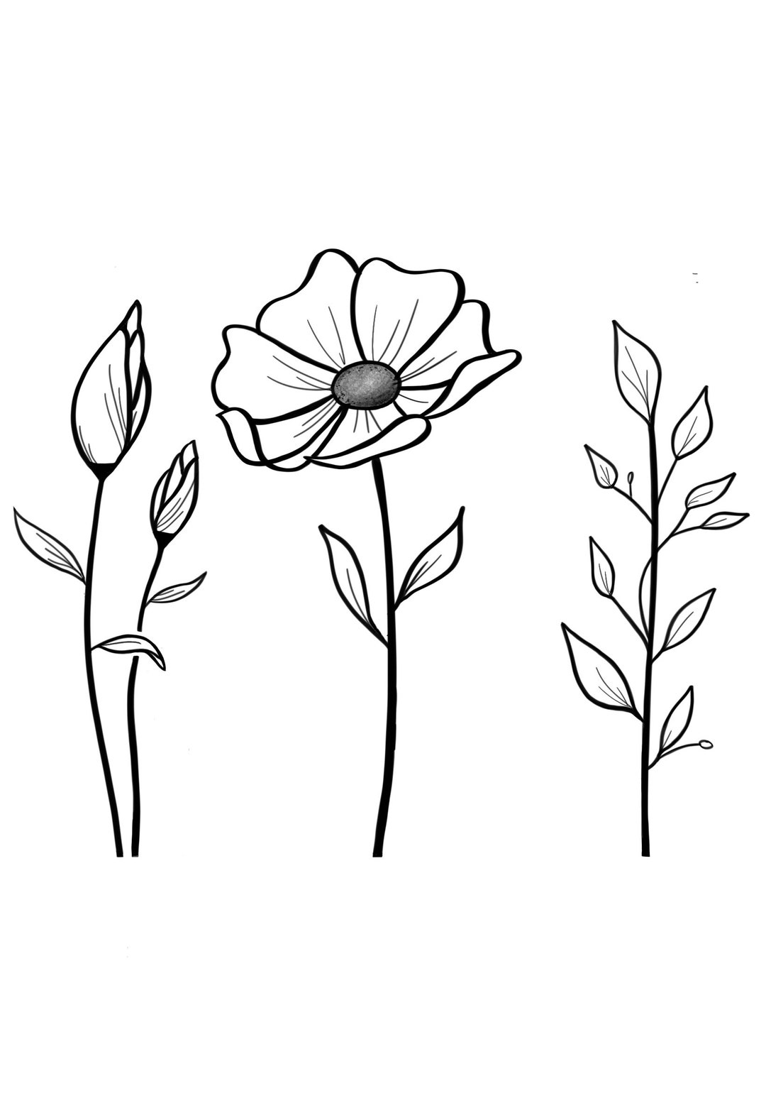 Simple Minimalist Line Flower Drawing Etsy