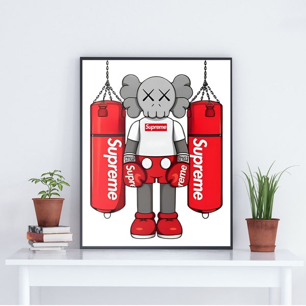 Affiche Hypebeast Kaws, affiche figurine Kaws, art mural, décoration Hypebeast, art mural Hypebeast, Hypebeast minimal, TÉLÉCHARGEMENT NUMÉRIQUE