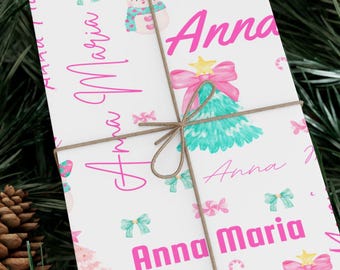 Personalized Pink Wrapping Paper, Name Pink Paper, Personalized Gift Wrap Sheets, Gift Wrapping Supplies, Gift Packaging Roll, Party Decor