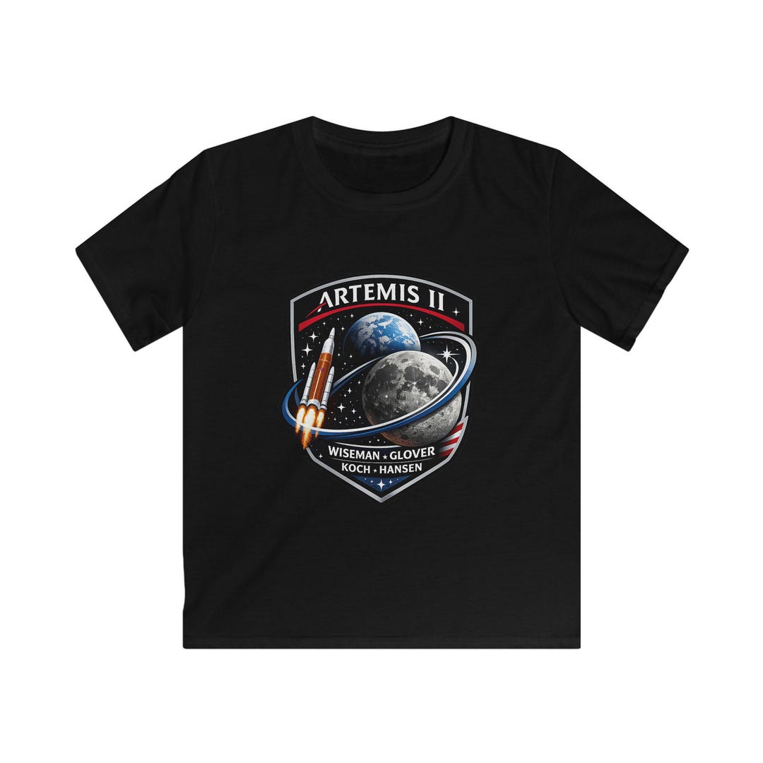 Artemis II Moon Mission Patch Kids Tee | Space Rocket Astronaut Badge ...