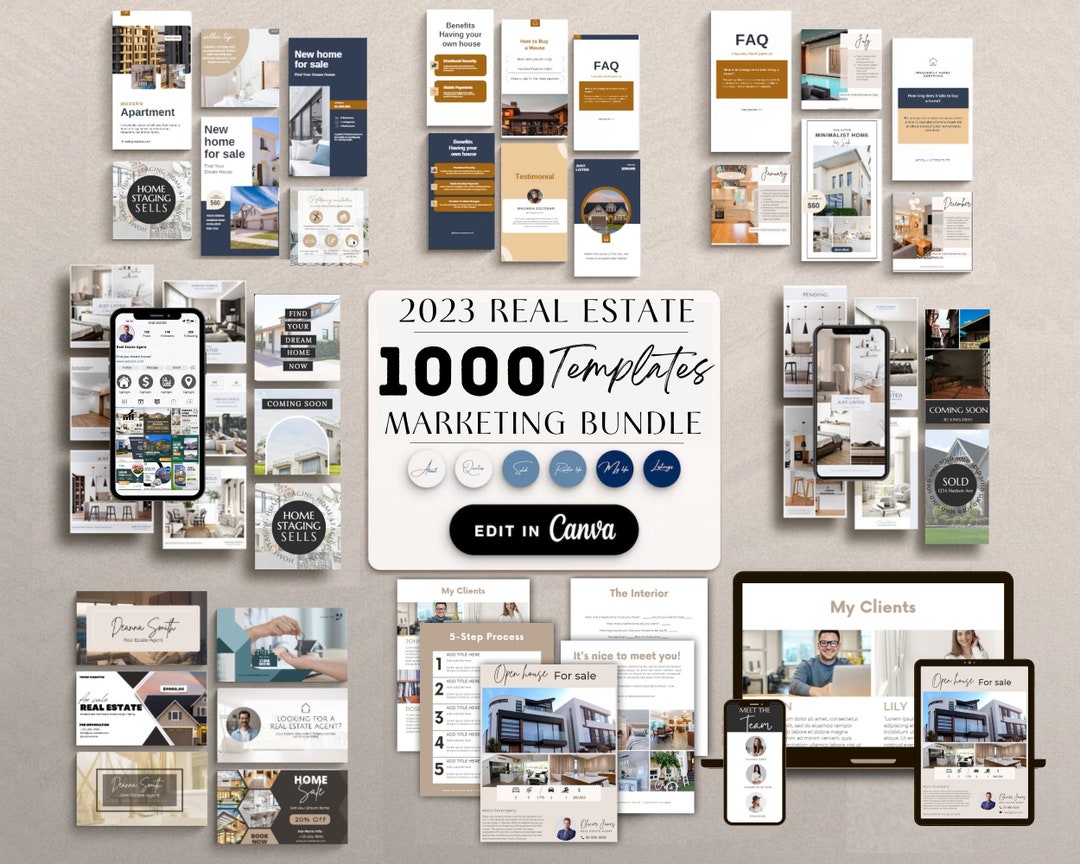 1000 Real Estate Marketing Templates Bundle, Real Estate Guides Flyers