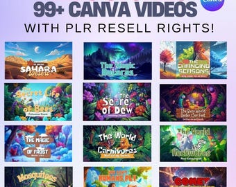 90 PLR Kids Video Stories, 1000 Fully Editable Canva Pages, ready-to-use Canva Template for Engaging Content