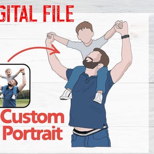 Custom Family Portrait Illustration Digital, Cartoon Portrait, Personalized Gift For Family, Faceless Portrait Print, Gift For Dad Portrait