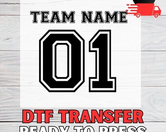 Custom Varsity Team Name & Number DTF Iron-On Transfer