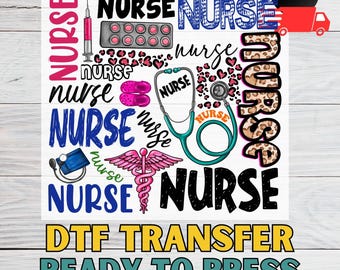 Happy Nurse DTF Transfer: Medical Tools Iron-On Design