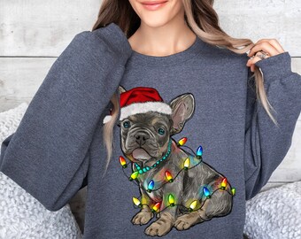 Christmas French Bulldog Sweatshirt, Holiday Dog Dad Shirt