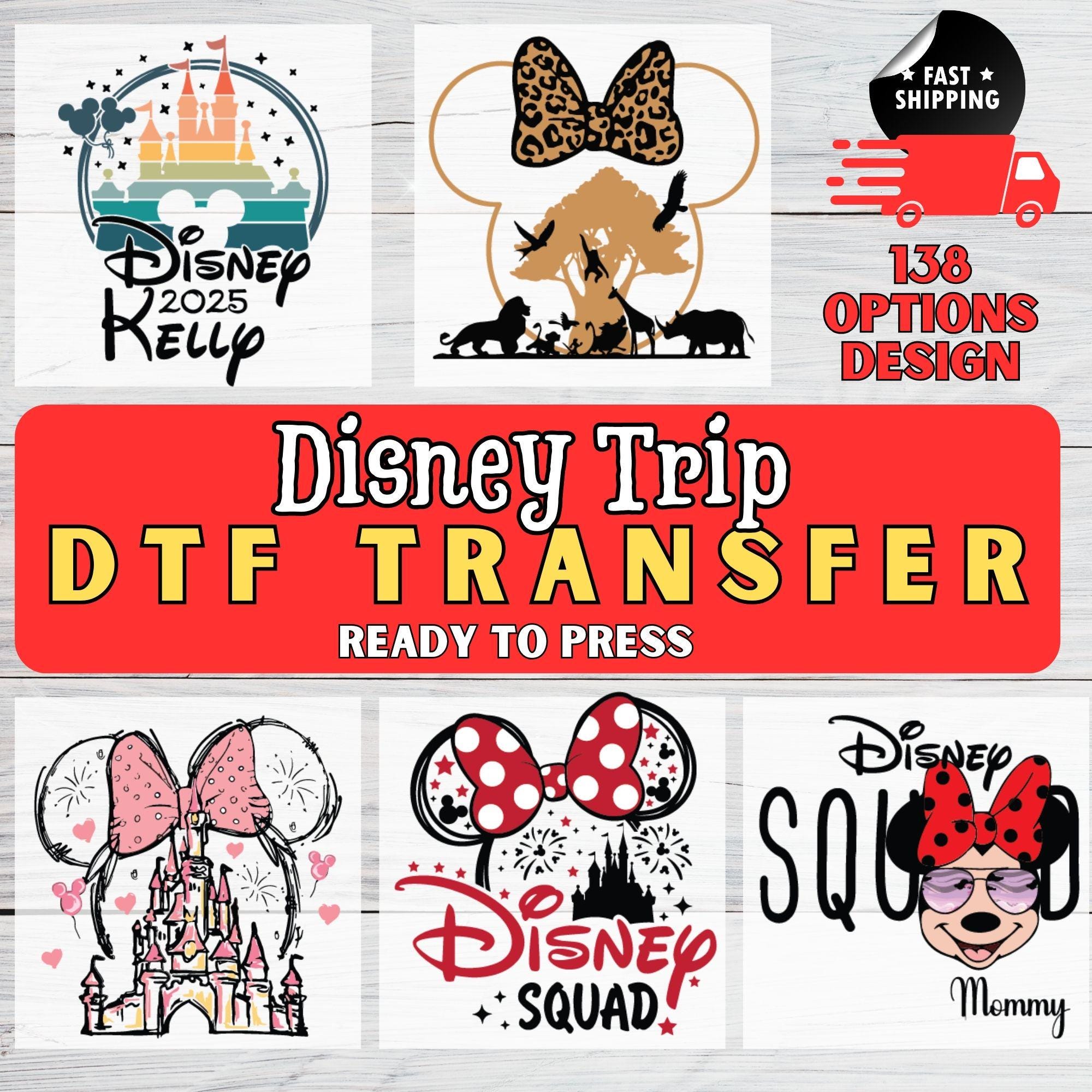 Custom Disney 2025 DTF Transfers Ready To Press for Tee Shirt Sweatshirt Hoodie,Mickey And Minnie Family Trip Disneyland Group Decal Iron On