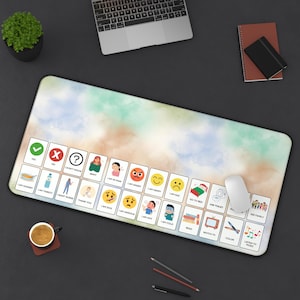 Soft Communication Board, Gift for Nursing Home Resident, Watercolor Bedside Table Decor, Assisted Communication Mat