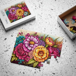 Casse-tête sur la démence, pour adulte, 30 pièces, fleurs arc-en-ciel, bouquet coloré