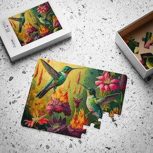 Dementia Puzzle, Adult 30-Piece Puzzle, Hummingbirds and Wildflowers