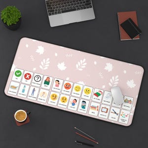 Soft Communication Board, Gift for Nursing Home Resident, Pink Bedside Table Decor, Assisted Communication Mat