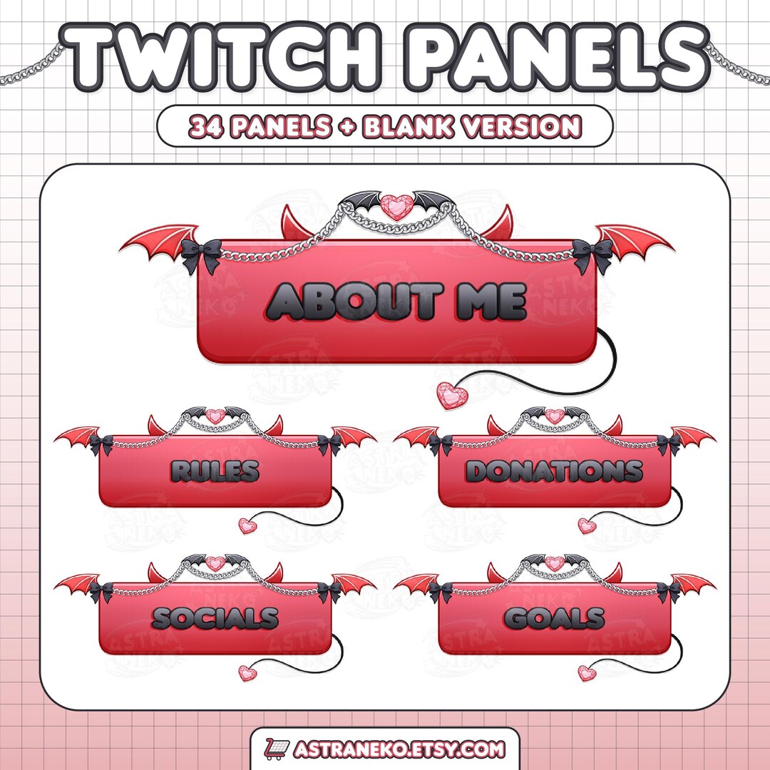 34 Demon Bat Twitch Panels for Streaming | Red/black Goth Stream Panels ...