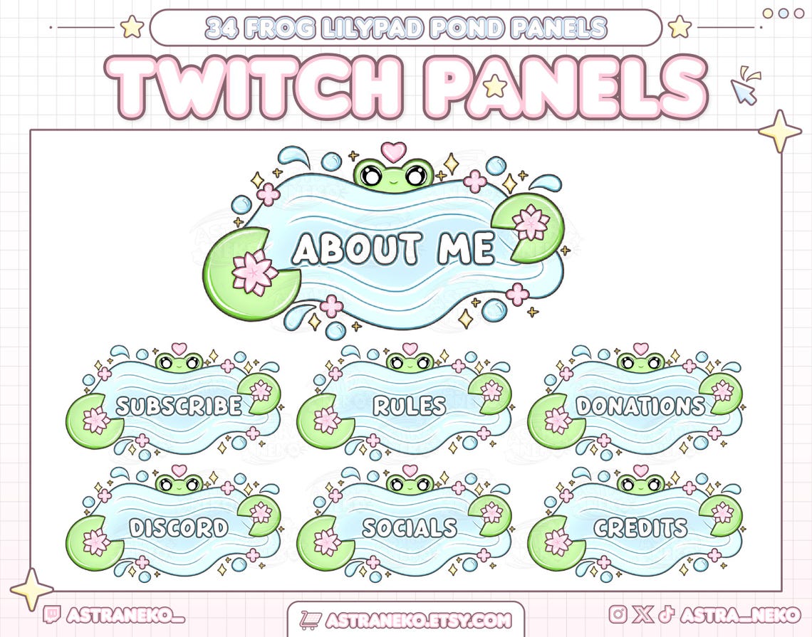 Lily Pad Pond Frog Twitch Panels for Streaming | Froggy Stream Panels ...