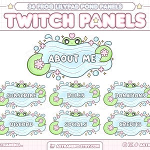 Lilypad Pond Frog Twitch Panels for Streaming, Pastel Froggy Stream Panels, Cute Twitch Streaming Panels, Cozy Panels for Streamers