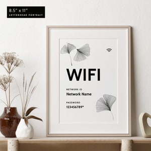 WIFI Network Sign, WIFI Password Sign, WiFi Sign, Template 5x7 and 8.5x11, 100% Editable, Printable, Instant Download – GINKO