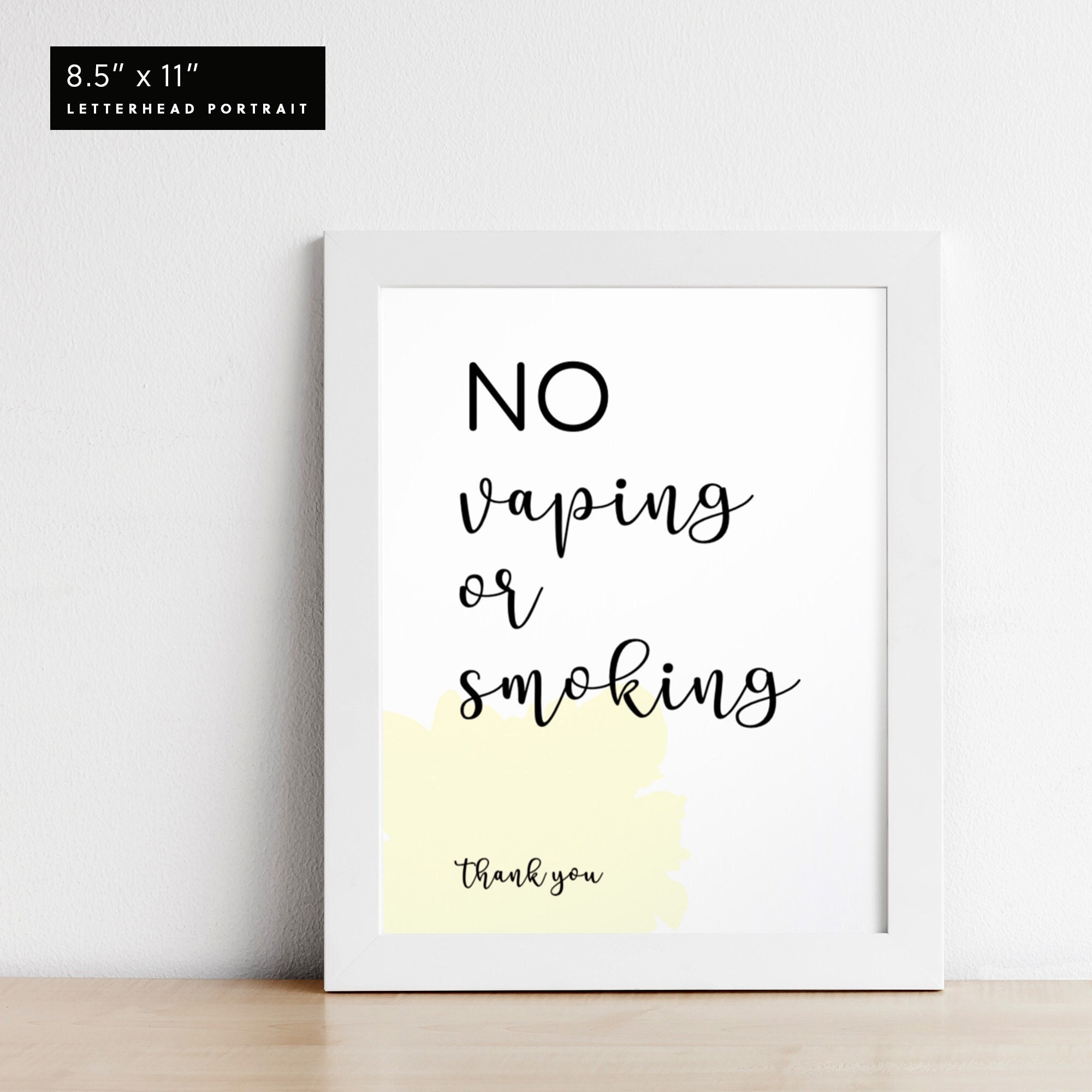 No Smoking Sign, No Vaping Sign, Airbnb/VRBO, Template 5x7 and 8.5x11, 100% Editable, Printable, Instant Download – PEONY