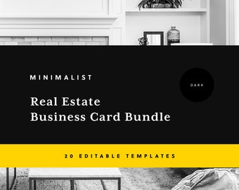 Real Estate Business Card 3.5x2 Horizontal and 2x3.5 Vertical, Digital Template, 100% Editable, Printable, Instant Download – MINIMALIST