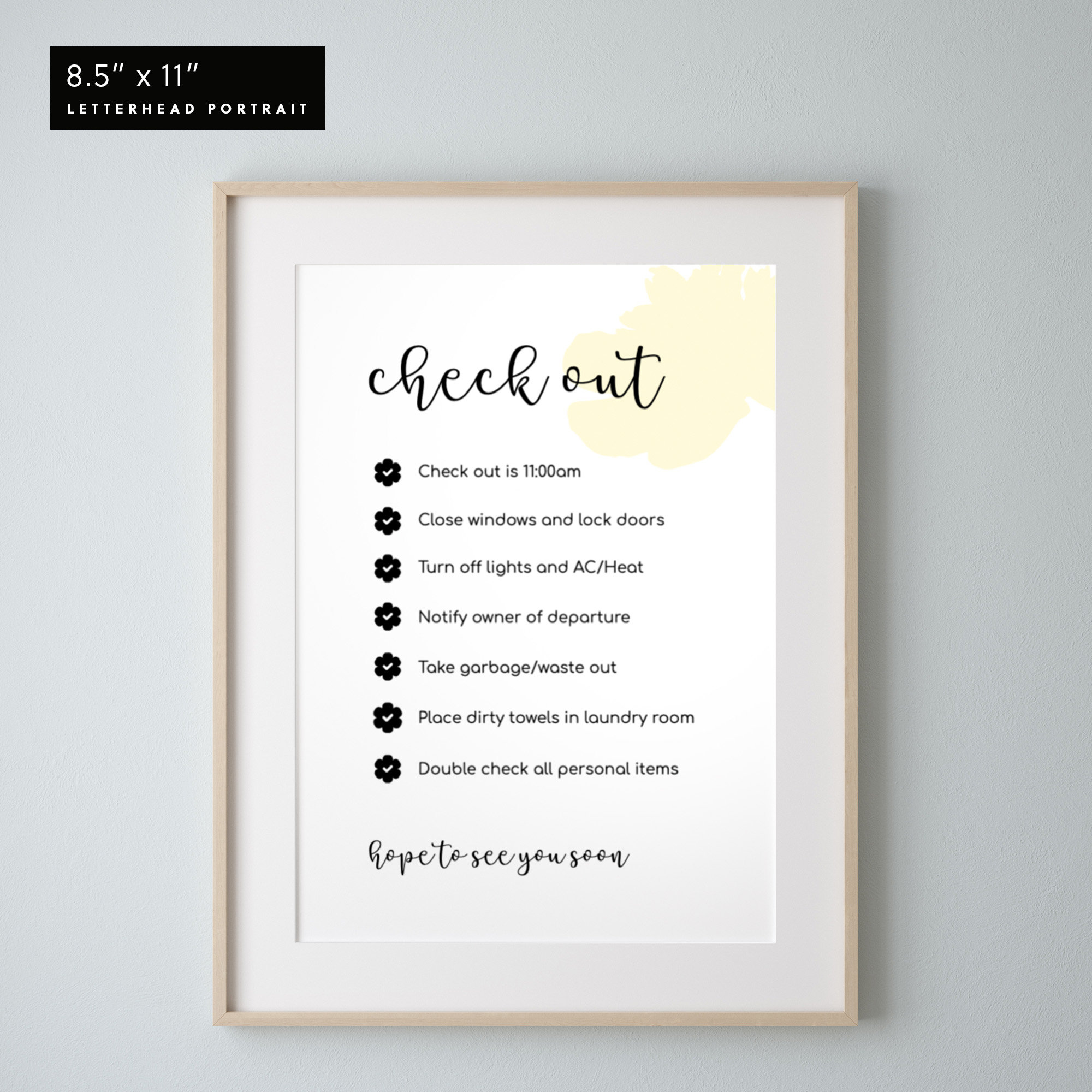 Check Out Sign, Check Out Guide, Airbnb/vrbo, Template 5x7 and 8.5x11 ...
