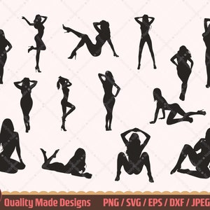 Sexy Frauen SVG Bundle, nackte Frauen Silhouette geschnitten Datei, weiblicher Körper NSFW Vektor Art, erotische dünne weibliche Stripper Pose Clipart Reife Inhalt