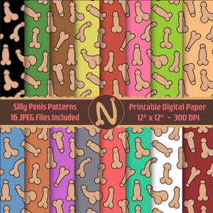 Penis Pattern Digital Paper, Funny Scrapbook Paper, Dicks Background Wallpaper, NSFW, Willy, Bachelorette Party, Instant Download