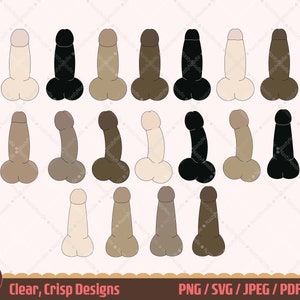 Pénis Clipart Bundle, anatomie masculine pénis Art érotique SVG, peau ton organes génitaux masculins, Dicks PNG, Willy Vector Art, NSFW, vecteur de contenu Mature