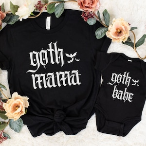 Mommy and Me Shirts, First Time Mom Gift, Goth Baby, Goth Mom, Gift for Mom, Goth Baby Clothes, Matching Halloween Shirts, Cool Mom Shirt