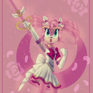 Downloadable digital art crossover: Amy Rose as Sailor Chibi Moon(Eternal)