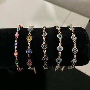 Gold Evil Eye Bracelets // Multicolor / Blue / Red / Heart / Pearl Beaded // Gifts for Her