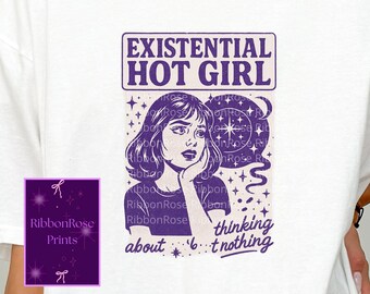 Existential Hot Girl PNG: Funny Retro T-Shirt Design (Digital Download)