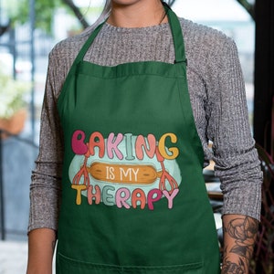 Baking is My Therapy - Cute and Cozy Apron for Bakers, Relax and Bake, Gift for Wife, Birthday Gift for Mom, Mother&#39;s Day Gift, Funny Apron