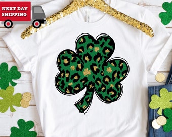 Leopard Print Shamrock Shirt, St. Patrick's Day Clover Tee
