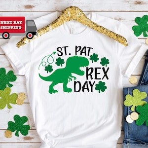 St. Patrex Day Shirt, Gift For Kids, Dinosaur Shirt, Kids Saint Patrick&#39;s Day T-Shirt, Boys Patty&#39;s Day Tee, St Pattys Day Dinosaur Shirt