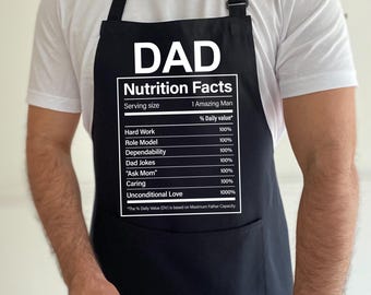 Dad Nutrition Facts Apron, Gift for Dad, Fathers Day Gift, Dad Gift ideas, BBQ Apron For Husband, Funny BBQ Gift for Father's Day