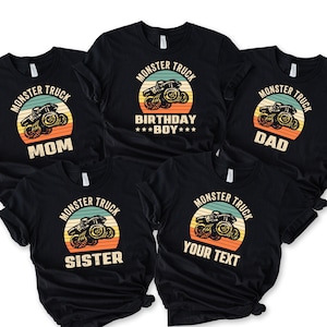 Custom Monster Truck Family Matching Birthday Party Shirt, Personalized Monster Trucks Birthday Boy Shirt, Monster Truck Party Gift For Kids