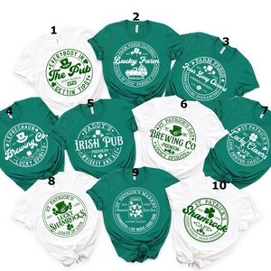 St Patrick&#39;s Day Round Signs Shirts, Paddy&#39;s Irish Pub, St Patricks Shamrock Cafe, Lucky Shamrocks Shirt, Four Leaf Clovers, Irish Day Gift