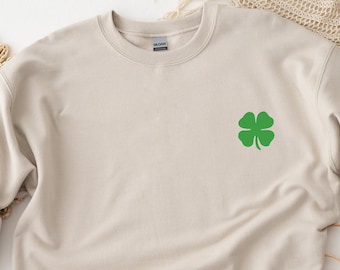 刺繍入り四つ葉のクローバースウェットシャツ、ラッキーシャムロックスウェットシャツ、刺繍入りセントパトリックデーパーカー、ラッキークローバーセーター、アイルランド人へのギフト